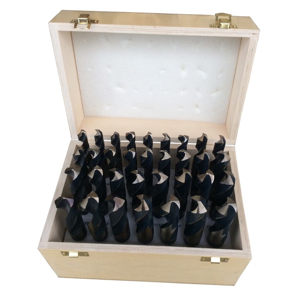 Drill America 1/2"-1"x64ths 33Pc. HSS KFD Black & Gold Reduce Shank Drill Bit Set KFD833SD-WOOD